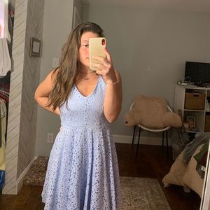 Blue A Line Lace Dress